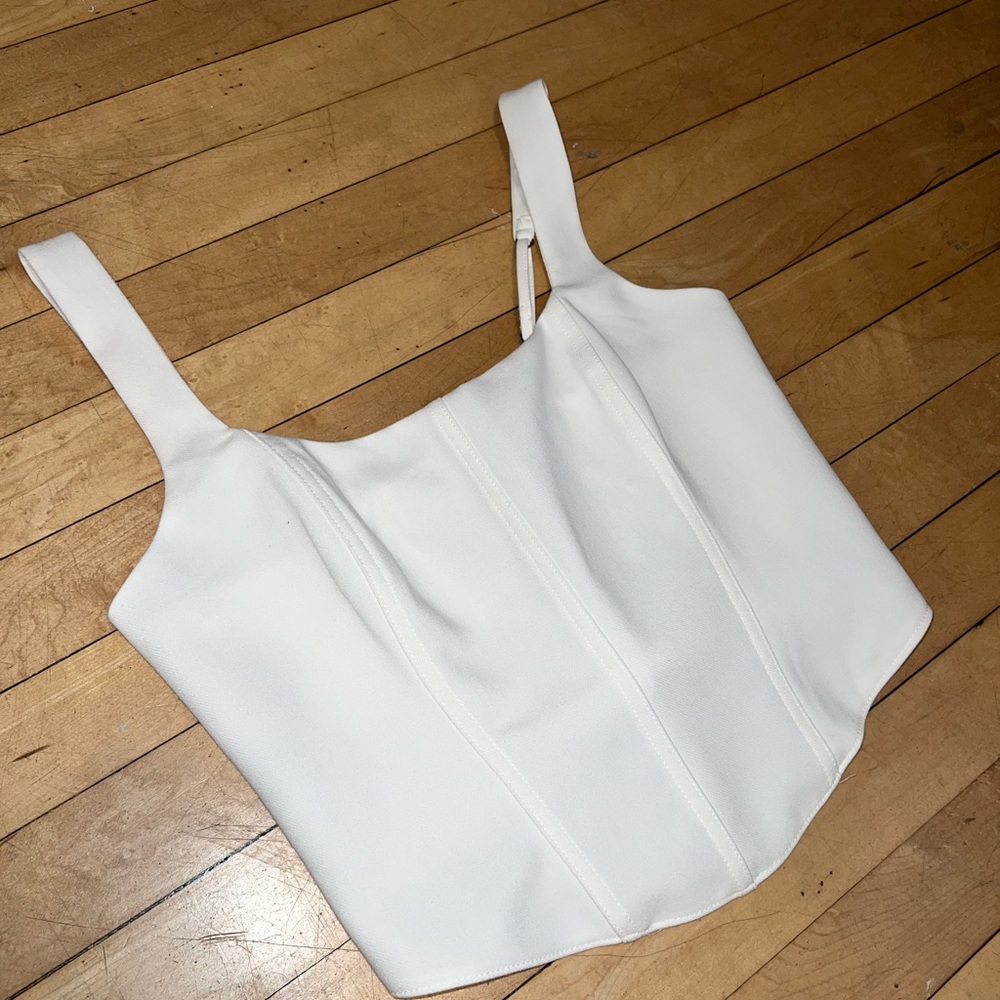 ABERCROMBIE & FITCH white corset crop top.